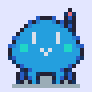 Mother1brain a blue blob robot with small legs
